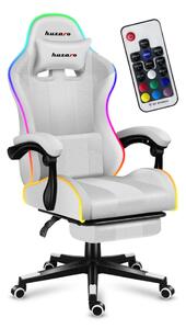 Gamer szék lábtartóval ,Force 4.7 professzionális játékszék, Acél, Textil Szövet anyag, 130 Kg, Nyakpárna, Fejpárna , RGB LED , Fehér
