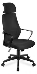 Ergonomikus ortopéd irodai forgószék fejtámla karfa, fekete