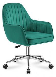 Modern Irodai szék, puha szivaccsal, kényelmes szék 5.2, Velvet, Zöld