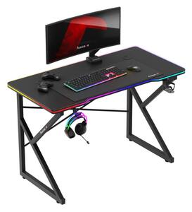 Gamer asztal, íróasztal RGB 120 X 60 Cm 1.7 Fekete