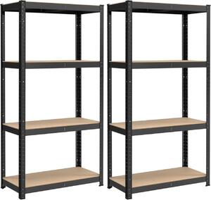 2 darabos fém polc szett, Songmics Cozory, fekete, 40x80x160 cm