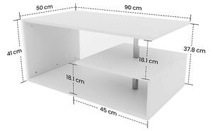 MIADOMODO Dohányzóasztal 90 x 50 x 41 cm fehér