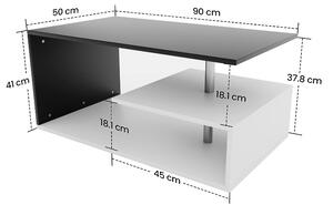 MIADOMODO Dohányzóasztal 90 x 50 x 41 cm fehér/sötétszürke