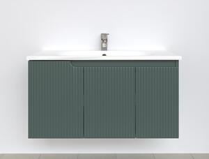 Piramida EURIDIKA fali fürdőszobabútor - műmárvány mosdóval -3 ajtós - PINO FEKZÖLDETE - 100 x 48 x 53 cm