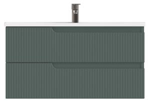 Piramida EURIDIKA fali fürdőszobabútor - műmárvány mosdóval -2 fiókos - PINO ZÖLD - 100 x 48 x 53 cm