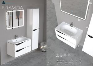 Piramida BETA fali fürdőszoba - állószekrény - FEHÉR-FEKETE - 35 x 150 x 30 cm