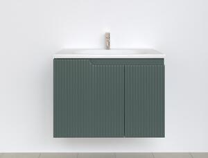 Piramida EURIDIKA fali fürdőszobabútor - műmárvány mosdóval -2 ajtós - PINO ZÖLD - 75 x 48 x 53 cm