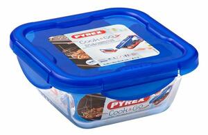 Pyrex Cook & Go hőálló sütőtál és ételtároló légmentes fedővel 16x16 cm, 0,8 liter -203209