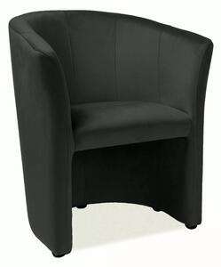 TM-1 Elegáns Bársony Fotel Fekete