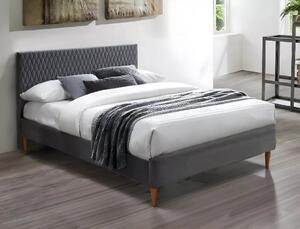 Azurro Velvet Luxus Bársony Franciaágy Szürke Rombusz Mintával