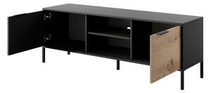 RAVE 153 2D RTV fekete asztal kézműves tölgy dekorral