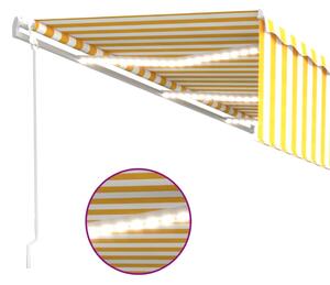 VidaXL sárga-fehér redőnyös, LED-es, szélérzékelős napellenző 6x3 m