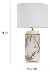 Fehér-aranyszínű kerámia asztali lámpa textil búrával (magasság 48 cm) Glam Abstract – Mauro Ferretti