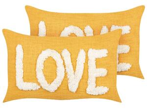 2 db díszpárna LOVE Pamut 30 x 50 cm Sárga