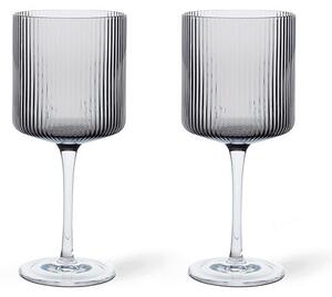 Ferm LIVING - Ripple Piros Wine Glasses Set of 2 Smoked Szürke - Lampemesteren