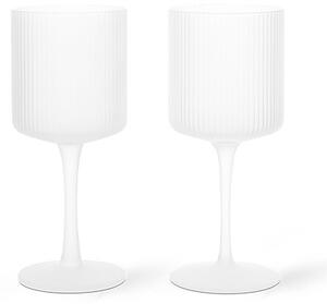 Ferm LIVING - Ripple Fehér Wine Glasses Set of 2 Frosted - Lampemesteren