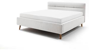 Világosszürke kárpitozott franciaágy tárolóhellyel ágyráccsal 160x200 cm Lotte – Meise Möbel