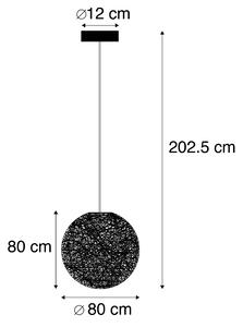 Vidéki függőlámpa fekete 80 cm - Corda
