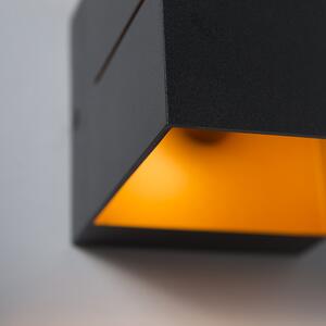 2 db modern falilámpa készlet fekete, arany belsővel 9,7 cm - Transfer Groove