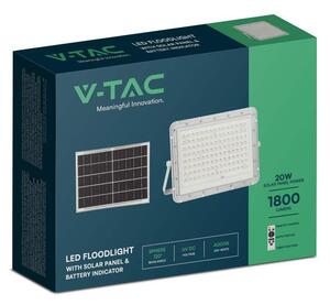 V-TAC 16000mAh napelemes LED reflektor 20W hideg fehér, 1800 Lumen, fehér házzal - SKU 7845