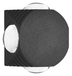 V-TAC mini 4W kültéri fali COB LED lámpa, 4 irányú kerek, fekete házzal, meleg fehér - SKU 10588