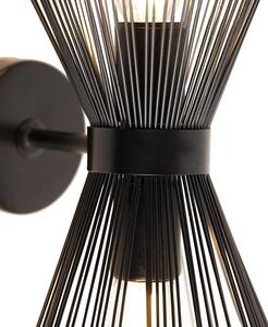 Art Deco fali lámpa fekete 2 fényes - Seprű