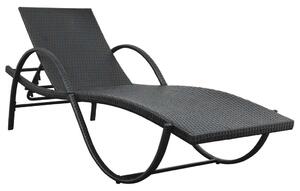 Fekete polyrattan napozóágy párnával