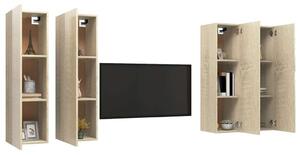 4 db sonoma-tölgyszínű forgácslap tv-szekrény 30,5x30x110 cm