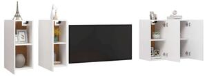Modern Fehér Falra Szerelhető TV Szekrény Szett - 4 db - 30,5x30x60 cm