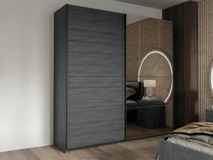 Gardróbszekrény Levruvu 105, Laminált forgácslap, 210x200x61cm, Szürke tölgy, Fekete