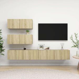 Modern Falra Szerelhető TV Szekrény Szett - Sonoma Tölgy - 4 részes