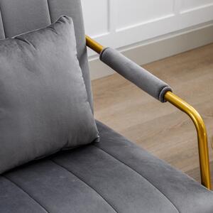 BeComfort bársony hatású fotel szürke 55x58x72cm FUR-1655-1