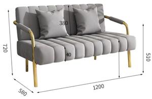 BeComfort 2 személyes bársony hatású fotel szürke 120x58x72cm FUR-1655-2