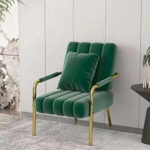 BeComfort bársony hatású fotel zöld 55x58x72cm FUR-1654-1