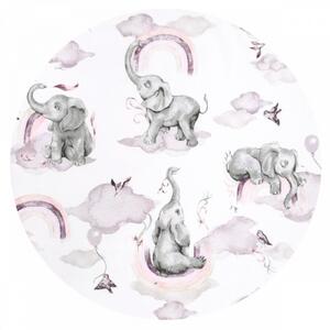 Baby Shop fejvédő kiságyba - szivárványos elefánt rózsaszín
