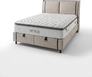 Livora Style Ágyneműtartós Ágykeret és 7 Zónás Táskarugós Matrac Szett - 160x200x33 cm - Comfort Párnás H4 Táskarugós Matrac