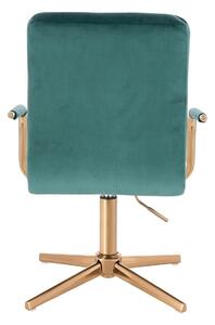 HC1015PCROSS Sötétzöld modern velúr szék arany lábbal