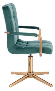 HC1015PCROSS Sötétzöld modern velúr szék arany lábbal