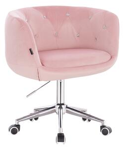 HR333CK Rózsaszín modern velúr szék krómozott lábbal