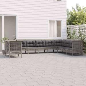VidaXL 10 részes szürke polyrattan kerti ülőgarnitúra párnákkal