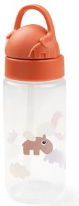 Narancssárga műanyag palack szívószállal Done by Deer Happy clouds 350 ml
