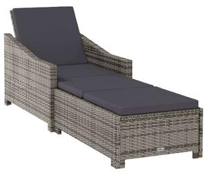 VidaXL polyrattan napozóágy sötétszürke párnával, Szürke