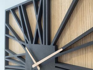 Fenomenális négyzet alakú óra fa és luxus fekete szín kombinációjában 50 cm
