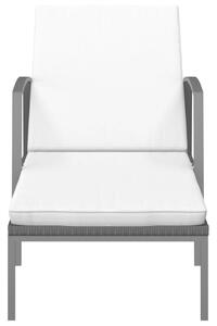 VidaXL Napozóágy - Polyrattan - Fekete - 195cm