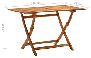 VidaXL tömör akácfa összecsukható kerti asztal 120 x 70 x 75 cm
