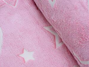 HEARTS AND STARS rózsaszín világító takaró mikroflanel 150x200 cm