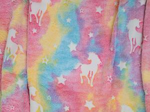 HORSE AND STARS rózsaszín világító mikroflanel takaró 150x200 cm