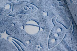 UNIVERSE kék-szürke világító mikroflanel takaró 150x200 cm