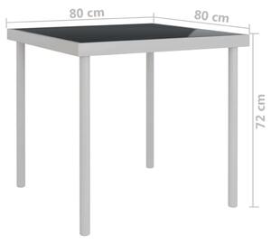 Világosszürke üveg és acél kültéri étkezőasztal 80 x 80 x 72 cm