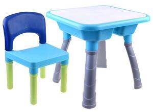 Többfunkciós gyerekasztal székkel és építőkockákkal #kék